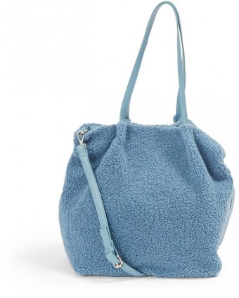 BIG W &me Womens Teddy Textured Tote Bag - Blue offer
