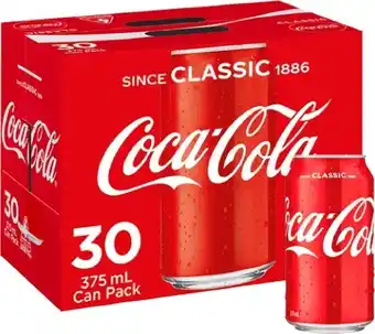 BIG W Coca-Cola 30-Pack Can Varieties 375mL - Classic offer