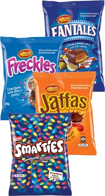 BIG W Allens or Nestlé Medium Chocolate Bags 120g offer