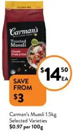 Foodworks Carman's Muesli offer