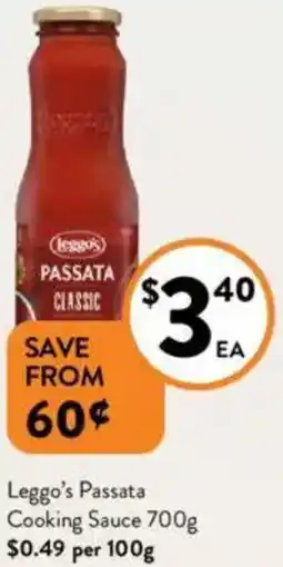 Foodworks Leggo's Passata Cooking Sauce offer
