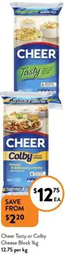 Foodworks Cheer Tasty or Colby Cheese Block offer