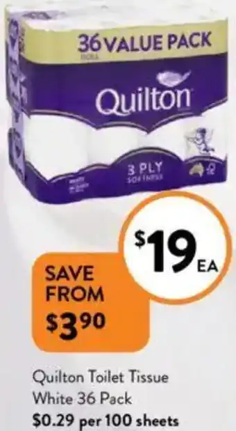 Foodworks Quilton Toilet Tissue White offer