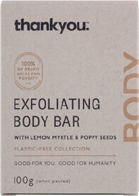 BIG W Thankyou Exfoliating Body Bar with Lemon Myrtle and Poppy Seeds 100g offer