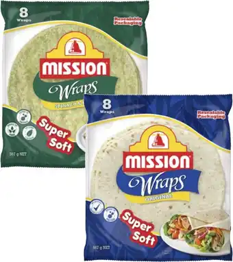 Coles Mission Wraps 8 Pack 567g offer