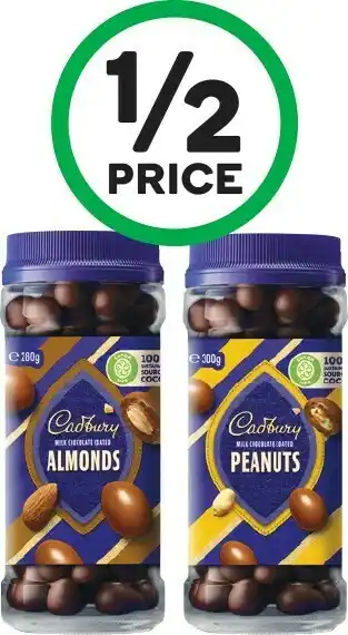 Woolworths Cadbury Chocolate Coated Fruit and Nut Varieties 280-340g offer