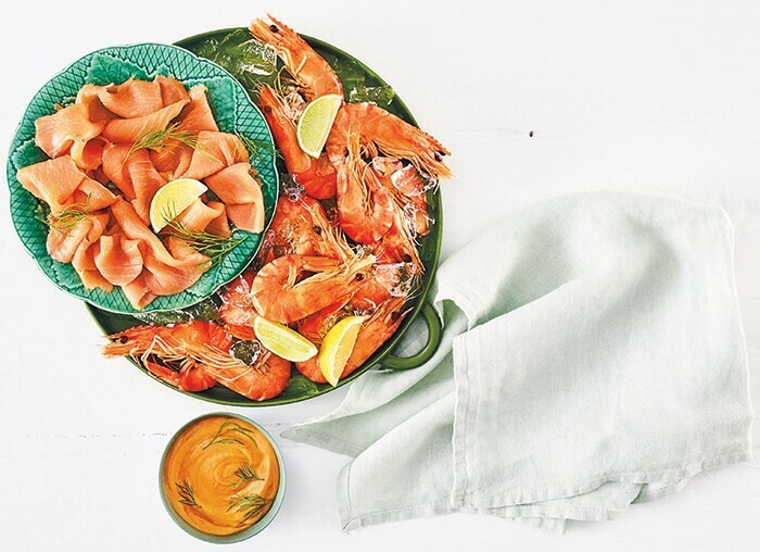 Thawed Extra Large Cooked Australian Tiger Prawns Also available in 3