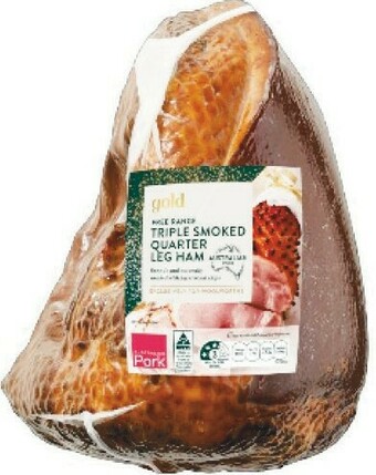 Woolworths Gold Triple Smoked Free Range Quarter Leg Ham offer