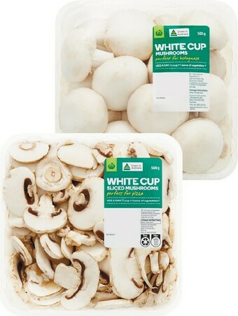 Woolworths Australian Cup or Sliced Mushrooms 500g Pack offer