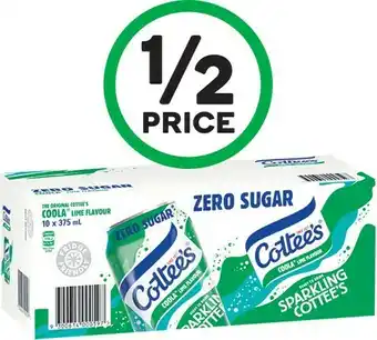 Woolworths Cottee’s Sparkling Cans 10 x 375ml offer