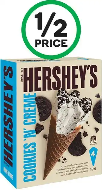 Woolworths Hershey’s Sticks or Hershey’s or Reece’s Cones 360-512ml Pk 4 offer