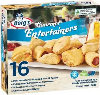 Woolworths Borg’s Gourmet Party Entertainers Range 560-800g – From the Freezer offer