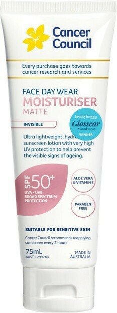 Cancer Council Face Day Wear Moisturiser Matte Invisible SPF50+ 75ml~