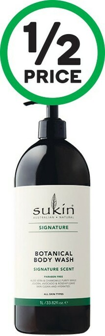 Woolworths Sukin Signature Scent Botanical Body Wash Pump 1 Litre offer