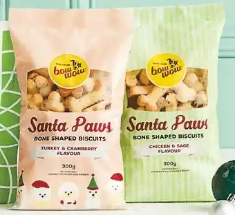 Woolworths Bow Wow Xmas Dog Biscuits 300g Turkey & Cranberry or Chicken & Sage offer