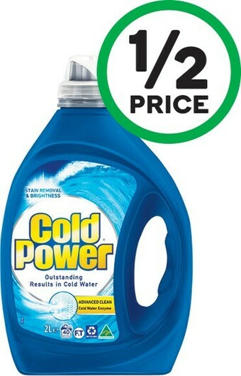 Woolworths Cold Power Advanced Clean Laundry Liquid 1.8-2 Litre or Powder 1.8-2 kg offer