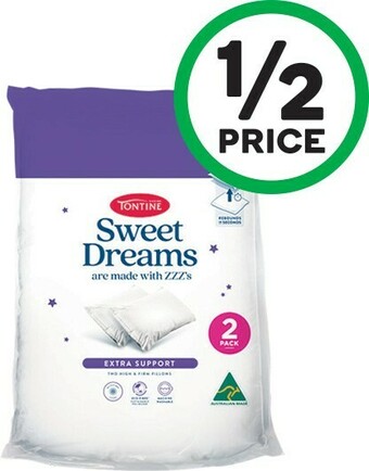 Woolworths Tontine Sweet Dreams High Firm Pillow Pk 2 offer