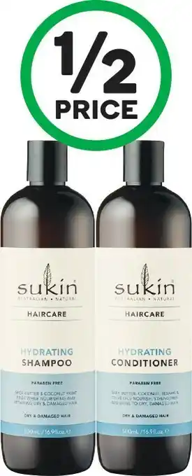 Woolworths Sukin Hydrating Shampoo or Conditioner 500ml offer
