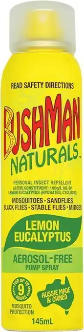 Woolworths Bushman Naturals Insect Repellent Pump Spray Lemon Eucalyptus 145ml offer