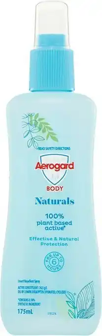 Woolworths Aerogard Naturals Body Insect Repellent Spray 175ml offer