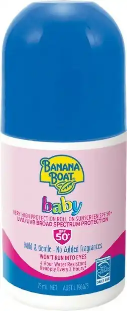 Woolworths Banana Boat Baby Roll On SPF50+ 75ml~ offer