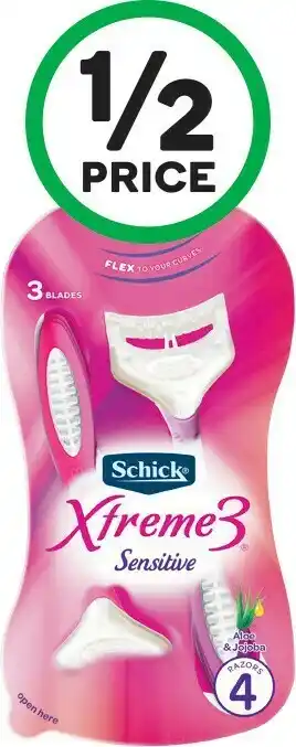 Woolworths Schick Xtreme 3 Women's Sensitive Disposable Razor Pk 4 offer