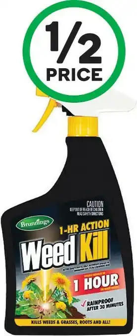 Woolworths Brunnings 1 Hour Fast Action Weed Kill RTU 1 Litre offer