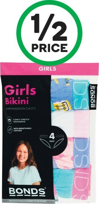 Woolworths Bonds Girls Brief Pk 4 offer