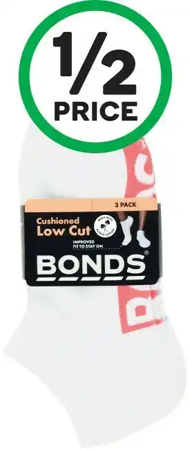 Woolworths Bonds Ladies Cushioned Low Cut Socks Pk 3 offer