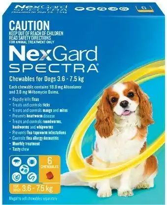 Woolworths Nexgard Spectra For Small Dogs 3.6-7.5 kg Pk 6 offer