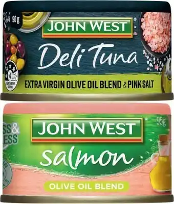 Coles John West Deli or Protein+ Calcium Tuna 90g or Salmon Tempters 95g offer