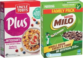 Coles Uncle Tobys Plus 705g-820g or Nestlé Milo Cereal 700g offer
