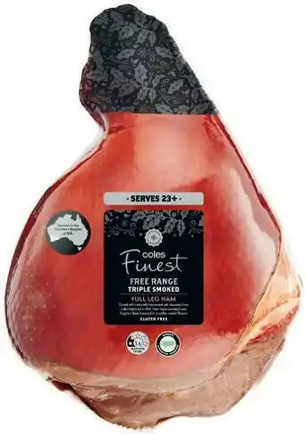 Coles Coles Finest Free Range Triple Smoked Australian Half Leg Ham offer