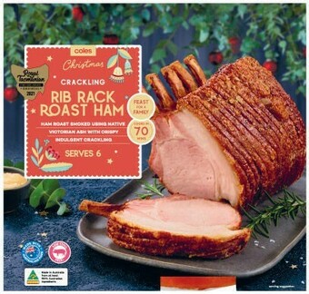 Coles Coles Australian Victorian Ash Smoked Crackling Rib Rack Roast Ham offer