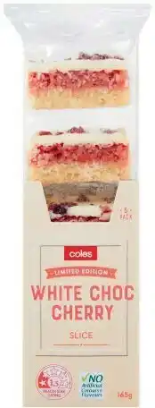 Coles Coles White Choc Cherry Slice 5 Pack 165g offer