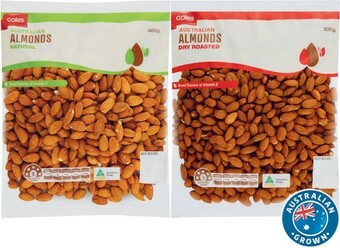 Coles Coles Australian Natural or Dry Roasted Almonds 800g Pack offer
