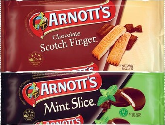 Arnott’s Mint Slice or Half Coat Chocolate Scotch Finger Biscuits 200g-250g