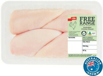 Coles Coles Free Range RSPCA Approved Chicken Breast Large Pack offer