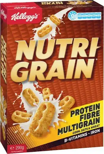 Coles Kellogg’s Nutri-Grain Breakfast Cereal 290g offer