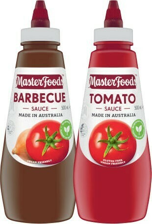 Coles Masterfoods Squeezy Tomato or Barbecue Sauce 475mL-500mL offer