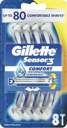 Coles Gillette Sensor 3 Comfortgel Razors 8 Pack offer