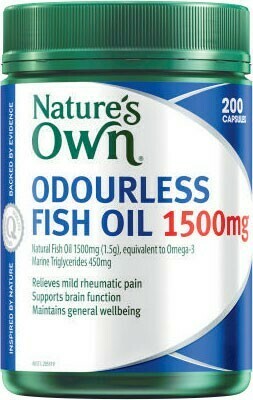 Coles Nature’s Own Odourless Fish Oil 1500mg Capsules 200 Pack^ offer