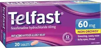 Coles Telfast Hayfever Allergy Relief 60mg Tablets 20 Pack* offer