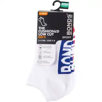 BIG W Bonds Kids Logo Low Cut Socks 4 Pack - White offer