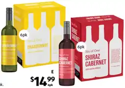 ALDI Six of One Chardonnay or Shiraz Cabernet offer