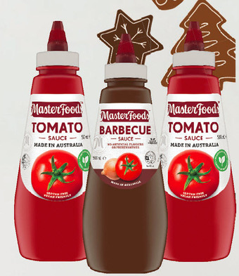 Masterfoods standard bbq or tomato squeeze sauce 475ml - 500ml
