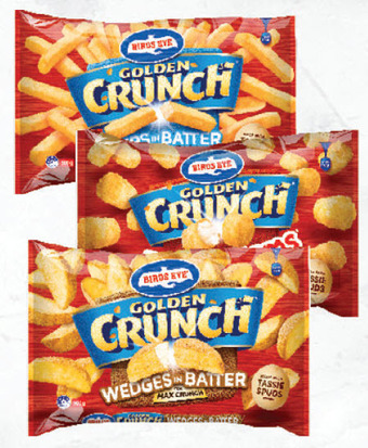 Birds eye golden crunch chips, wedges or potato gems 900g