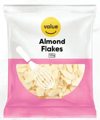 Value almond flakes or slivered almonds 125g, blanched almonds 150g or walnuts 140g