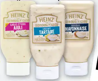 Heinz free range egg aioli or squeeze mayonnaise 295ml