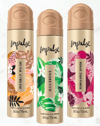 Impulse perfume in a spray 50g - 57g
